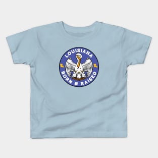 Louisiana Born & Raised // Louisiana State Flag // Louisiana State Pride Kids T-Shirt